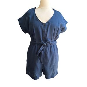 Patagonia Womens Blue Organic Cotton Romper Short Jumpsuit Size L